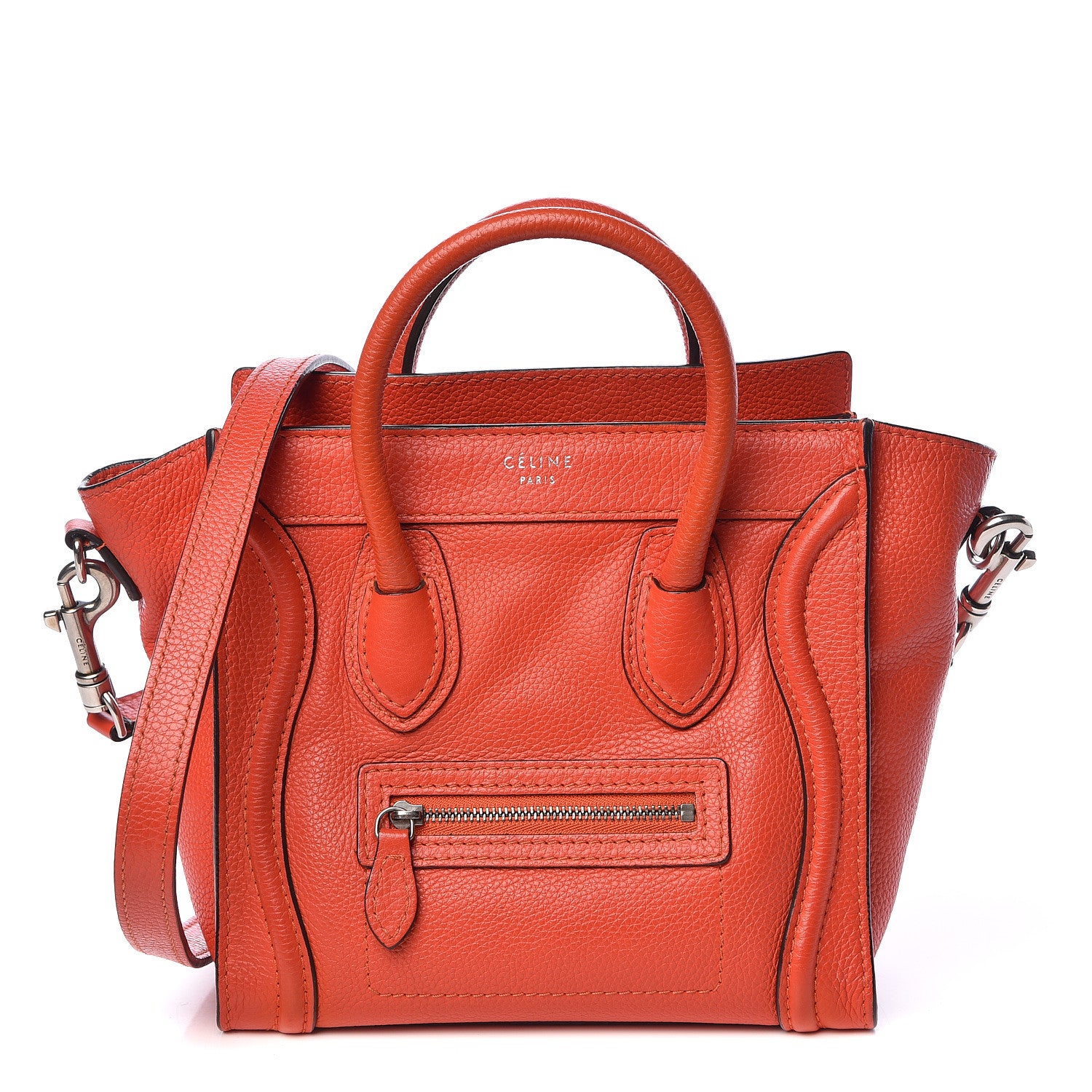 Celine Smooth Calfskin Nano Luggage Vermillion 1 of 11