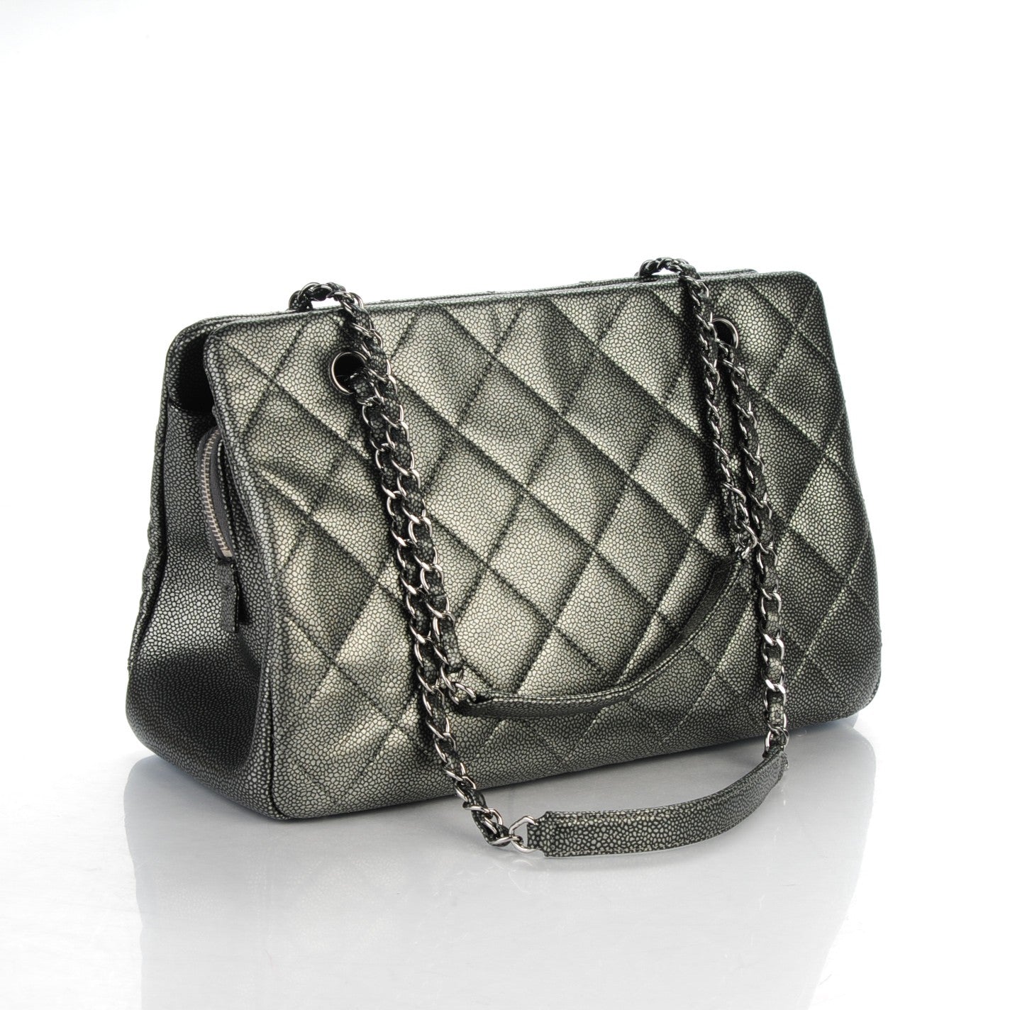 Chanel Caviar Quilted Timeless CC Tote Dark Silver 3 of 7