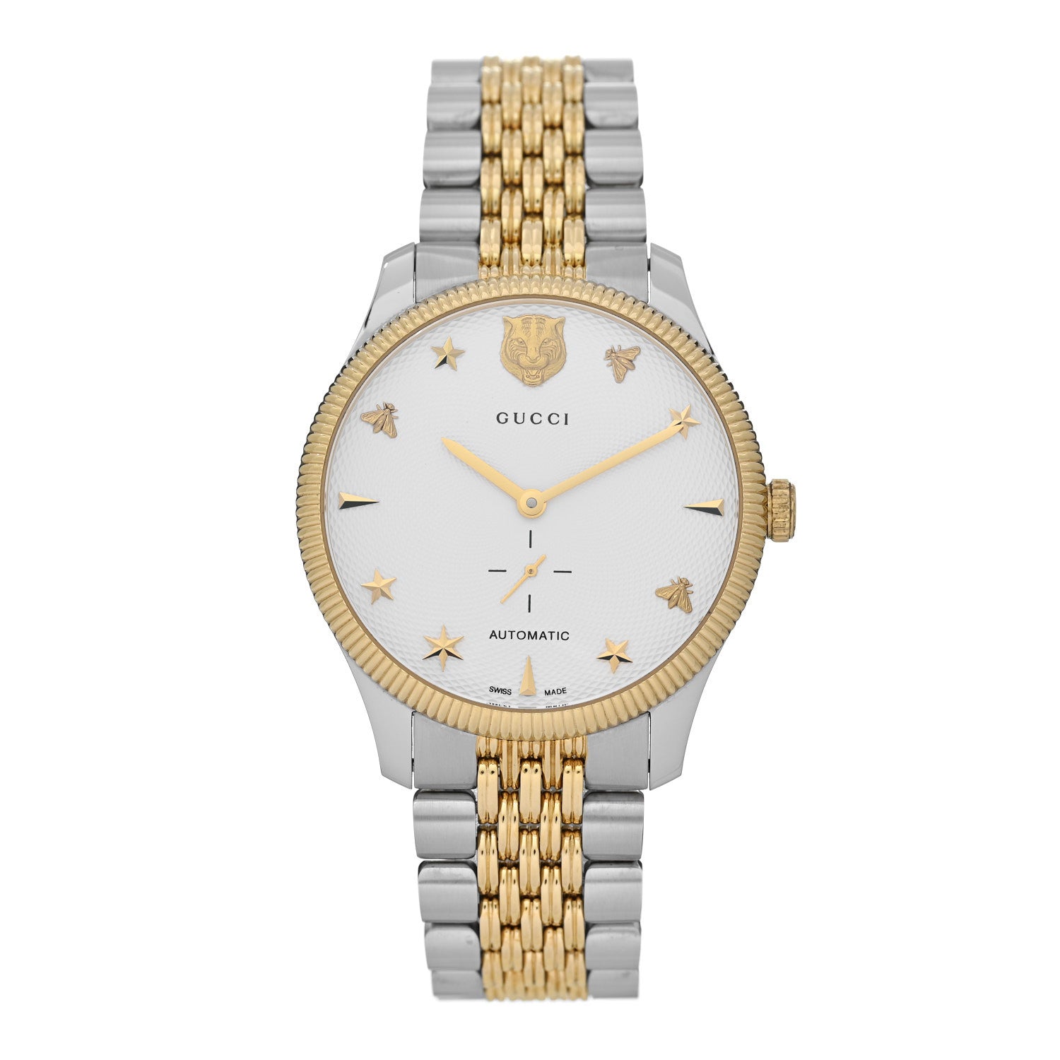 Gucci Stainless Steel 40mm G-Timeless Two Tone Charm Automatic Watch 1 of 5