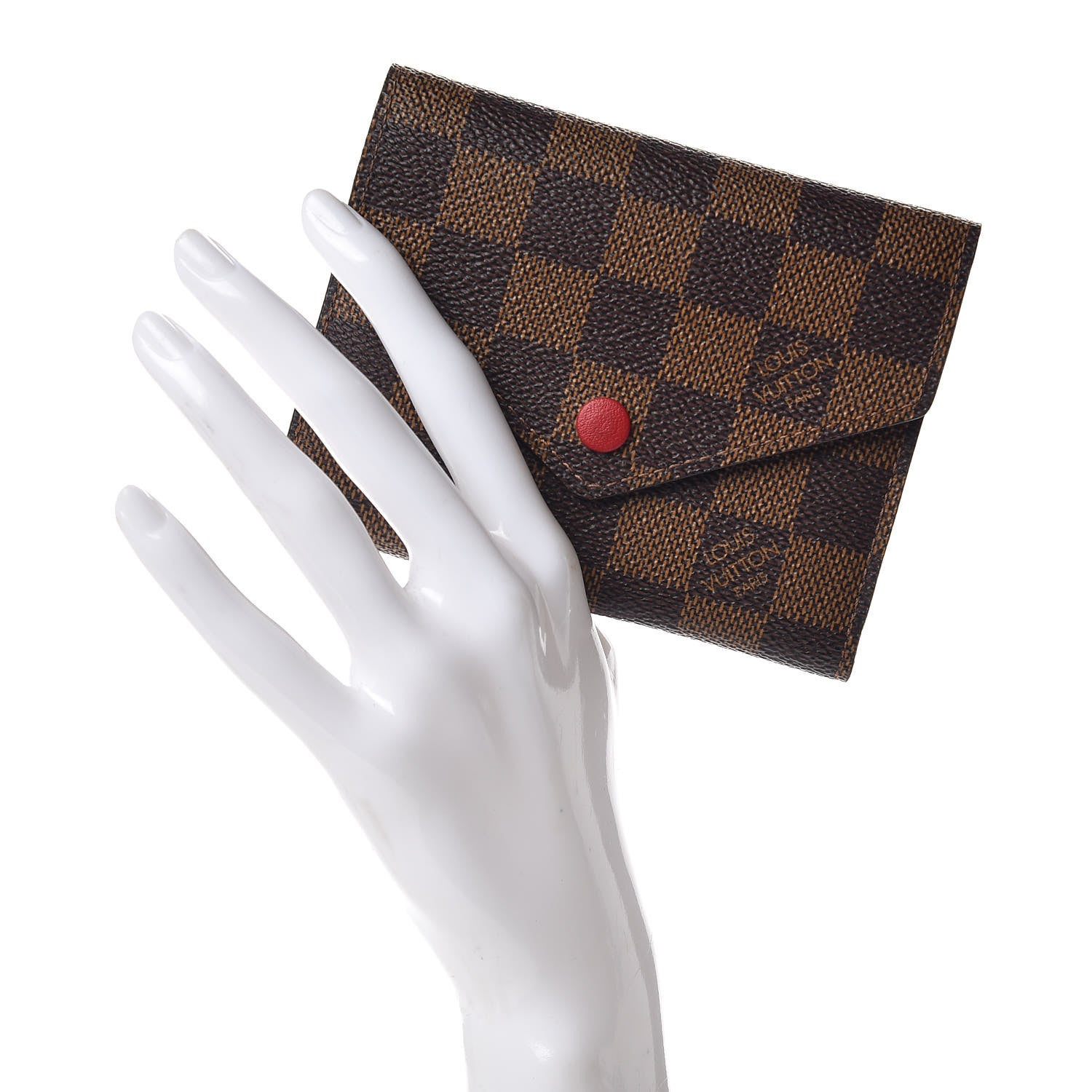 Louis Vuitton Damier Ebene Victorine Wallet Red 2 of 8