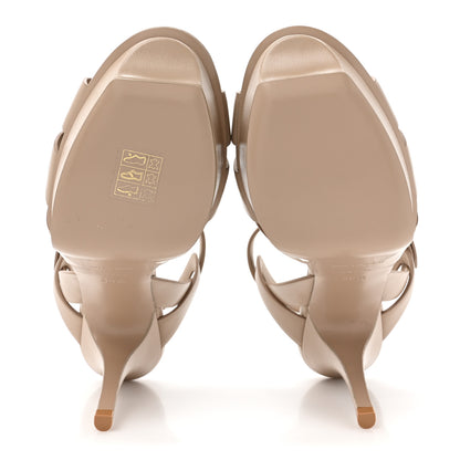Saint Laurent Calfskin Tribute 75 Platform Sandals 38.5 Nude Powder 5 of 12