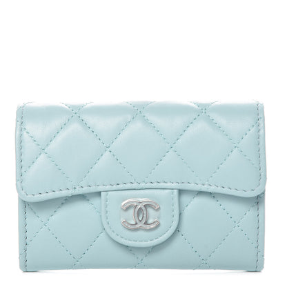 Chanel Lambskin Quilted Card Holder Light Blue 1 of 9
