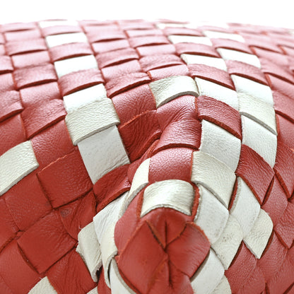 Bottega Veneta Nappa Intrecciato Crossbody Messenger Bag Red White 8 of 9