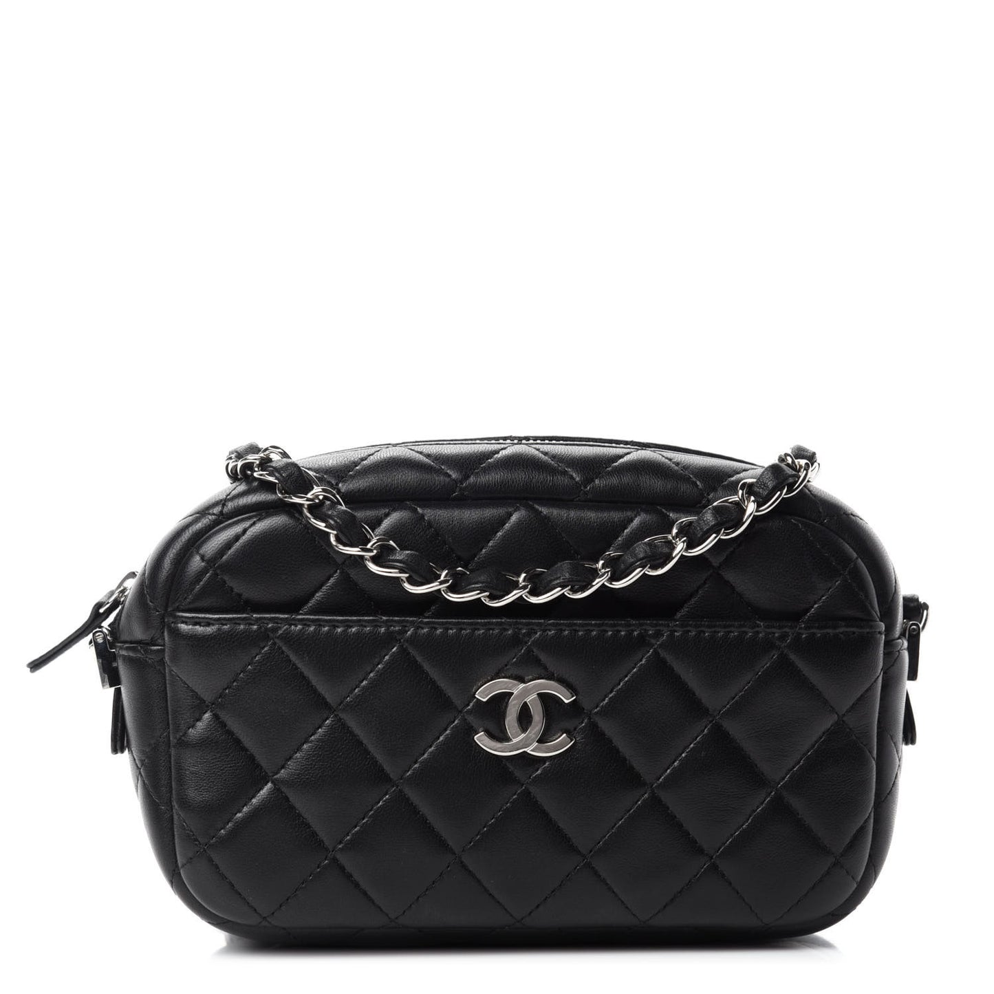 Lambskin Quilted Small Timeless Camera Case Black