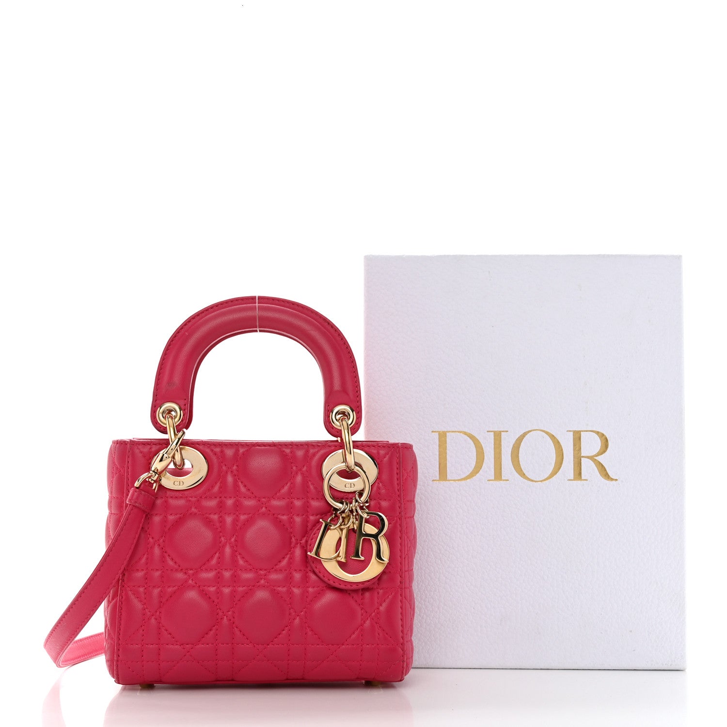 Christian Dior Lambskin Cannage Mini Lady Dior Fuchsia 13 of 13