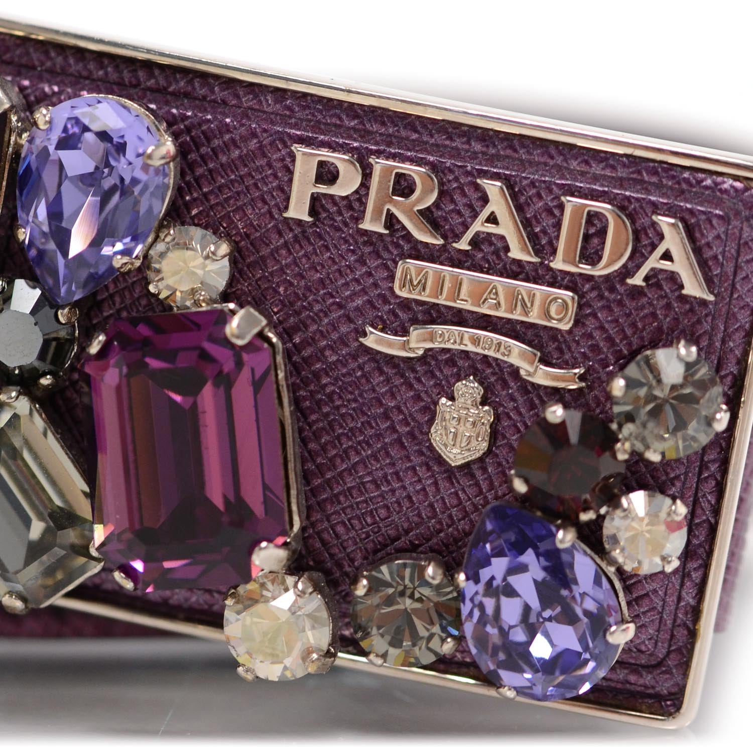 Prada Saffiano Jeweled Buckle Belt 36 90 3 of 9