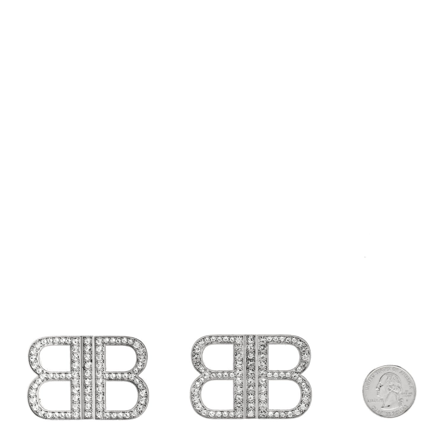 Balenciaga Crystal BB 2.0 Drop Earrings Silver 2 of 6