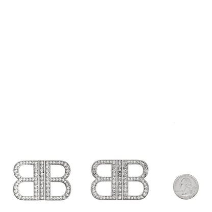 Balenciaga Crystal BB 2.0 Drop Earrings Silver 2 of 6