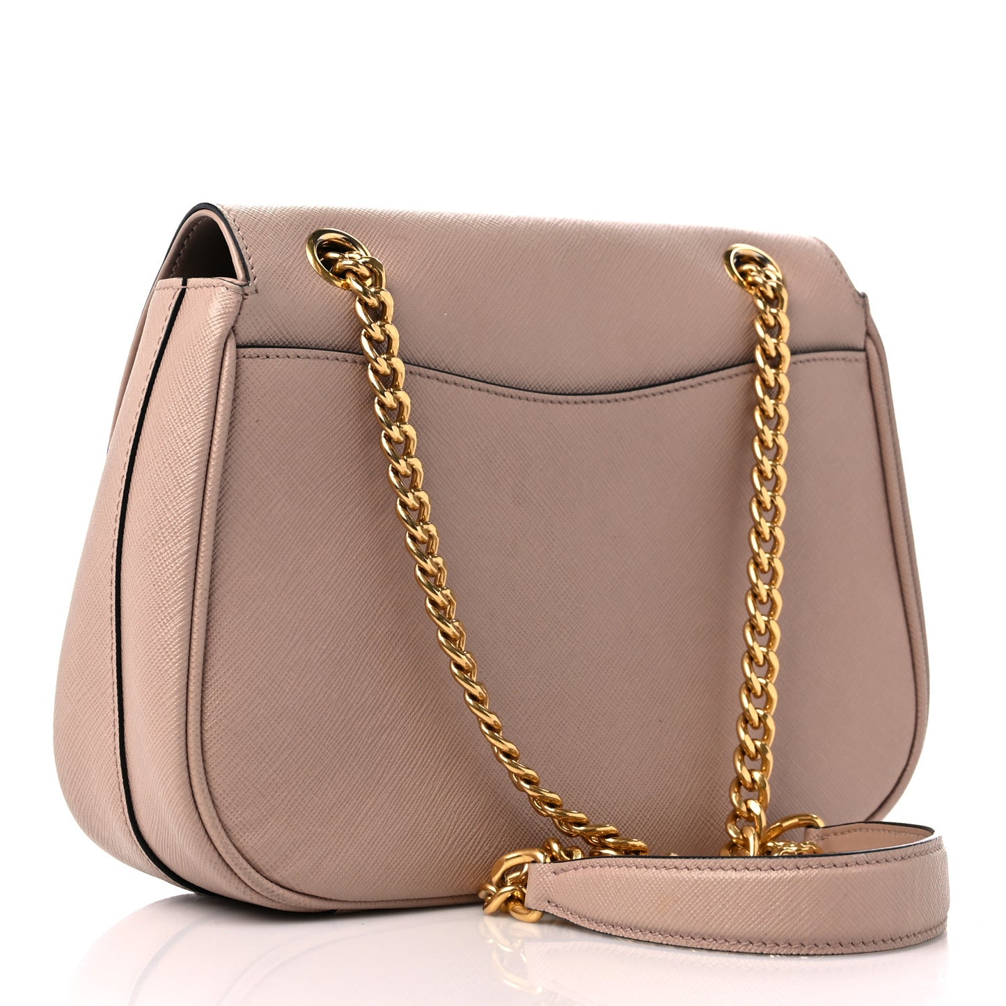 Saffiano Lux Chain Shoulder Bag Beige