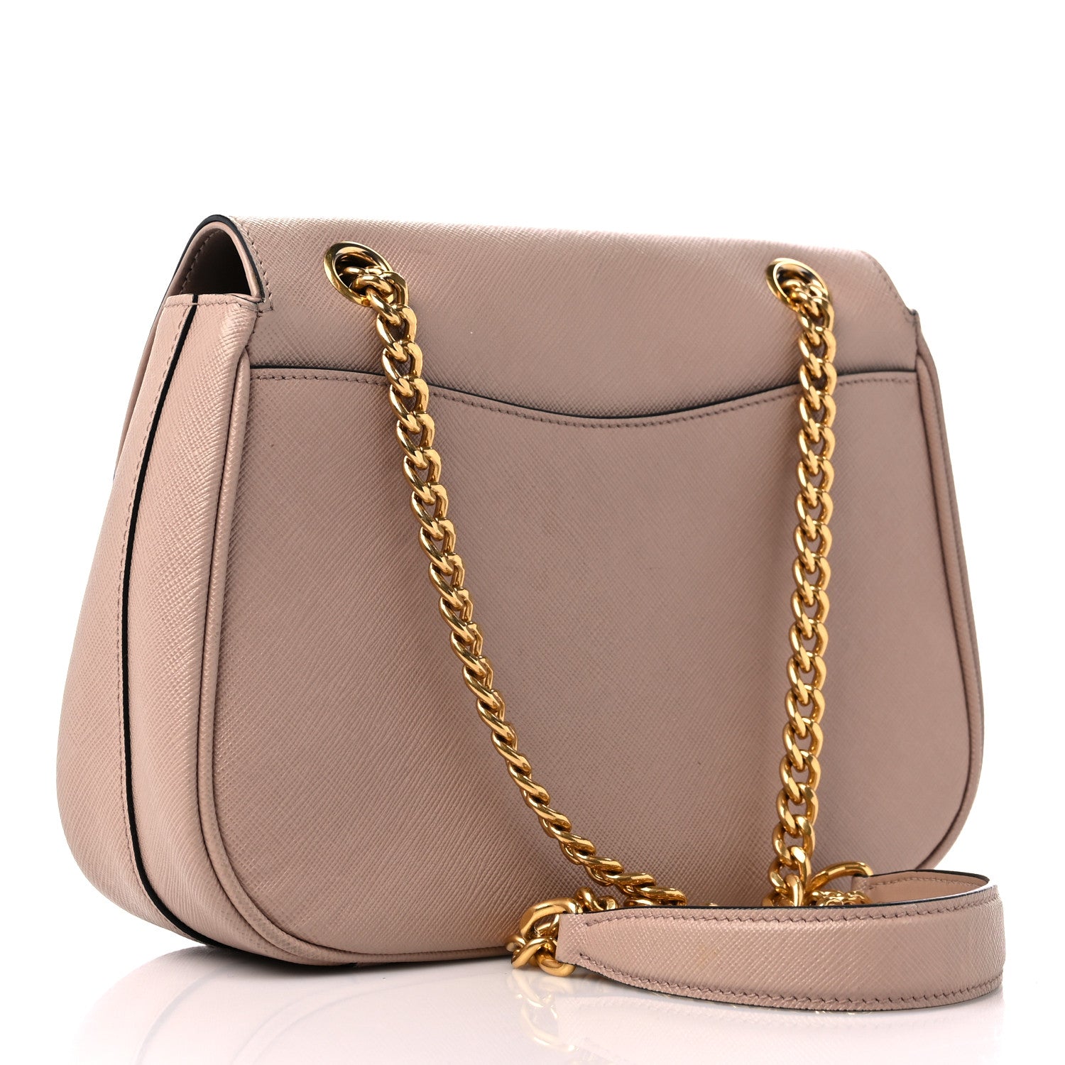 Prada Saffiano Lux Chain Shoulder Bag Beige 3 of 10