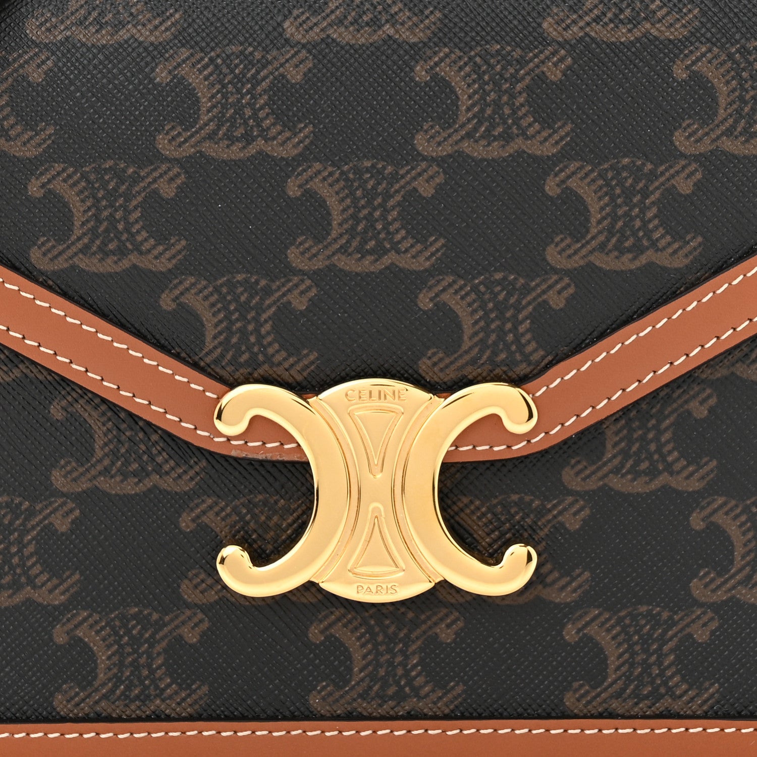 Celine Triomphe Canvas Calfskin Margo Wallet on Chain Tan 8 of 11