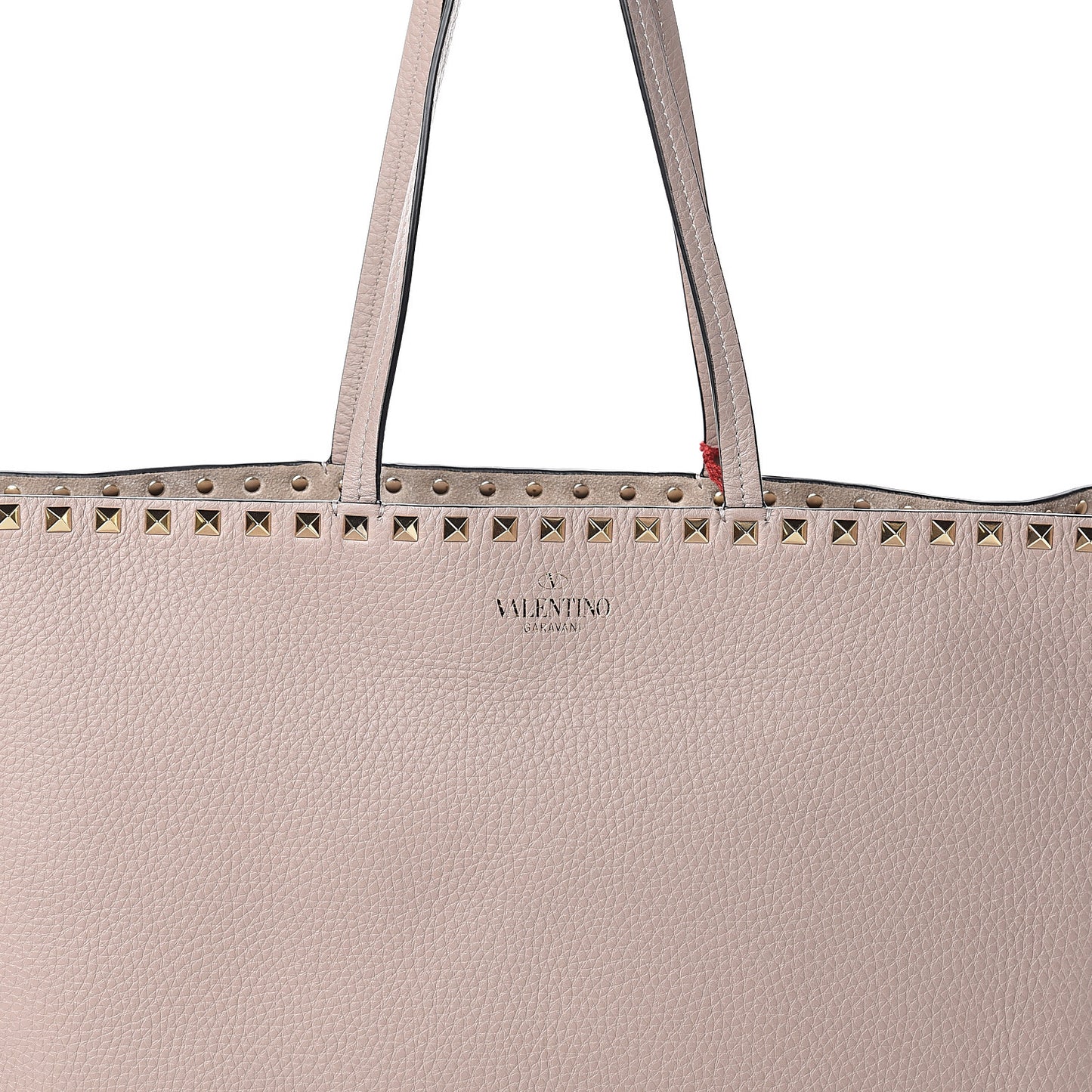 Grained Calfskin Rockstud Shoulder Tote Poudre