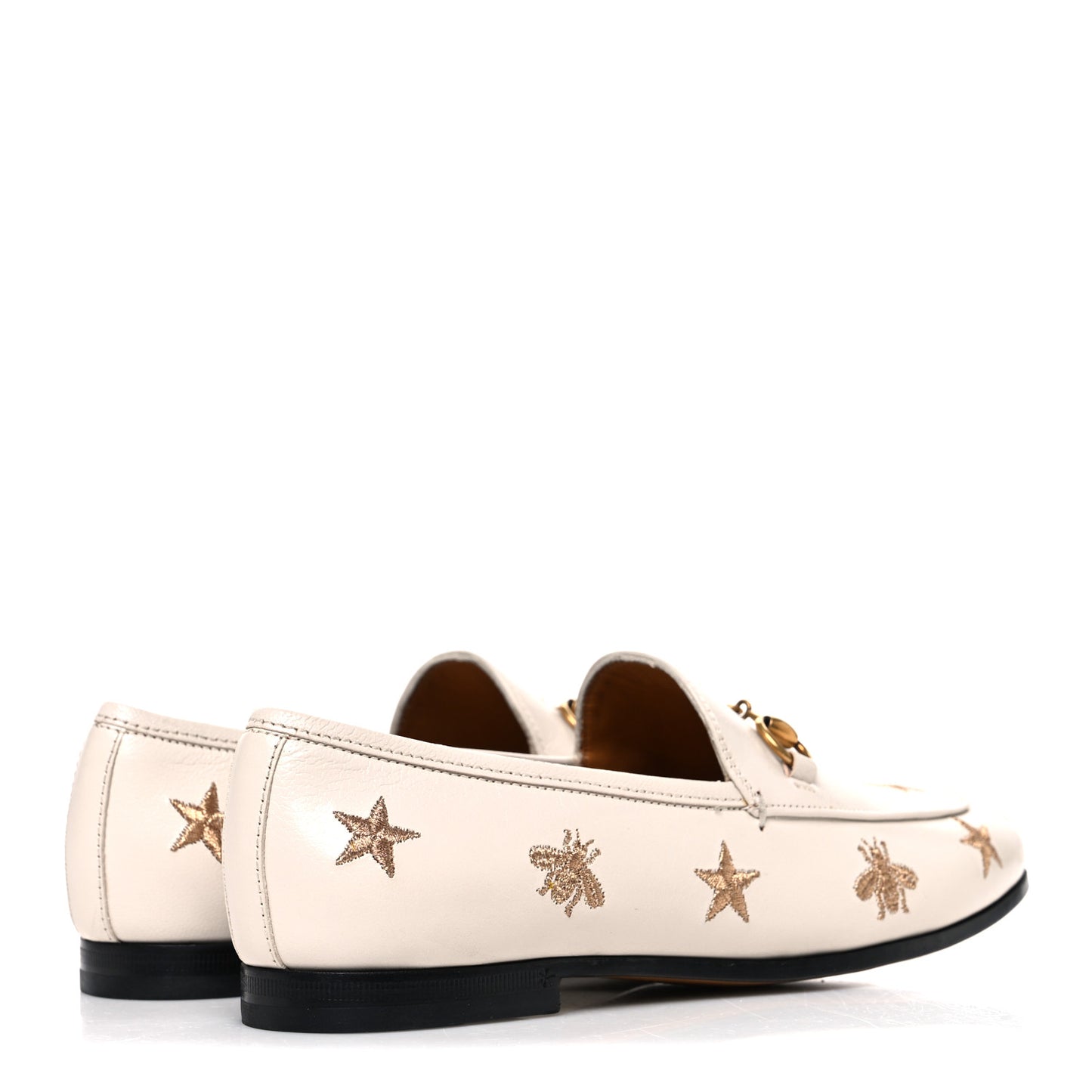 Goatskin Bee Star Embroidered Womens Jordaan Loafers 36 Mystic White