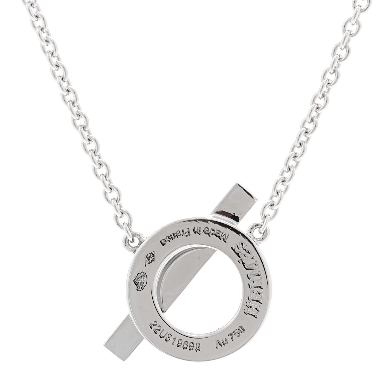 Hermes 18K White Gold Diamond Finesse Pendant Necklace 5 of 6