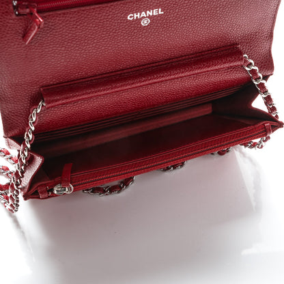 Chanel Caviar Quilted Wallet On Chain WOC Red 5 of 8