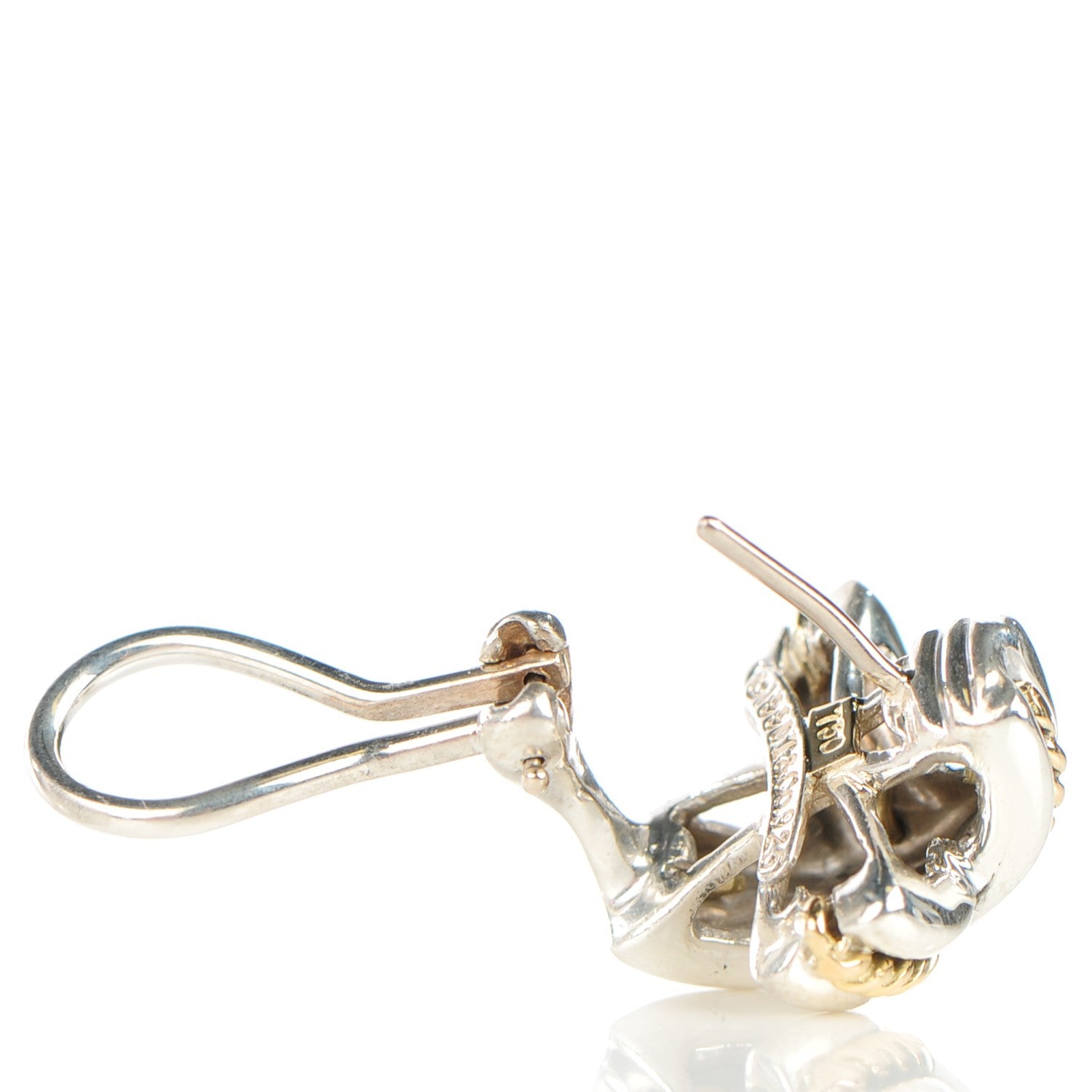 Tiffany Sterling Silver 18K Yellow Gold Signature X Earrings 3 of 4