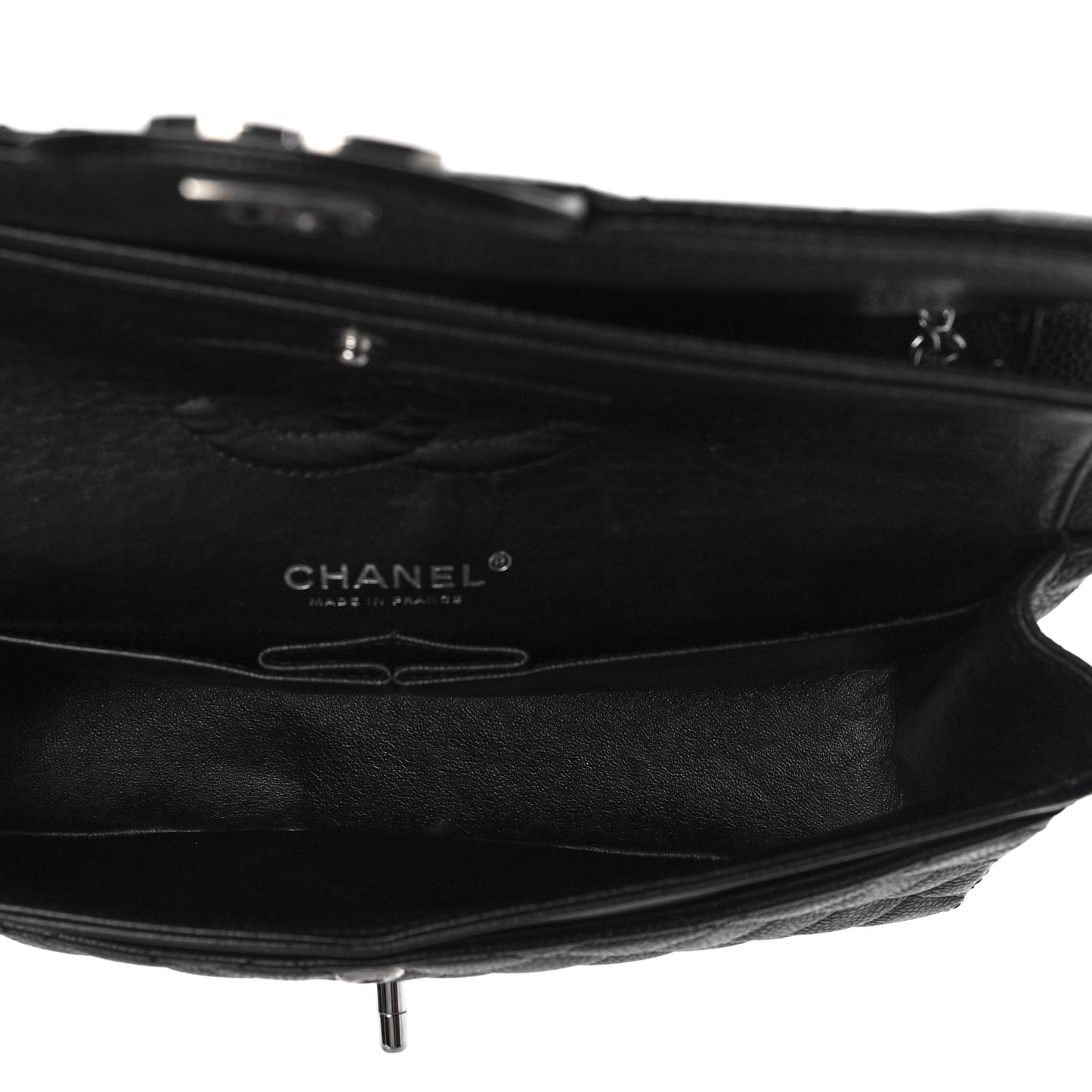 Caviar Quilted Medium Double Flap Black