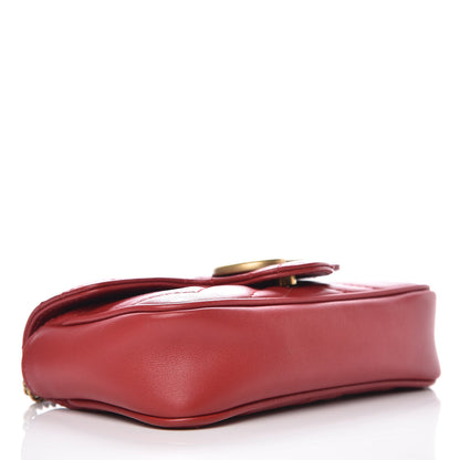 Gucci Calfskin Matelasse Super Mini GG Marmont Shoulder Bag Hibiscus Red 4 of 11
