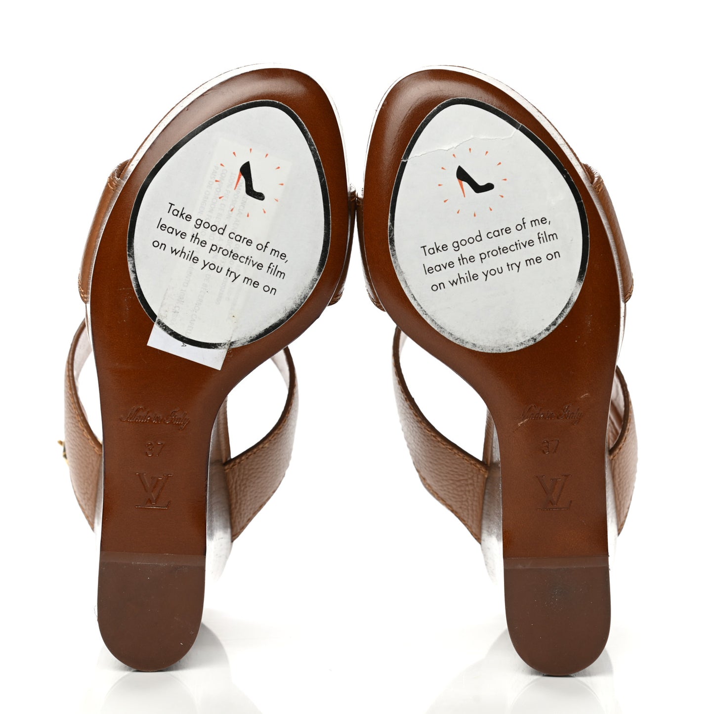 Calfskin Vedette Wedge Sandals 37 in Brown
