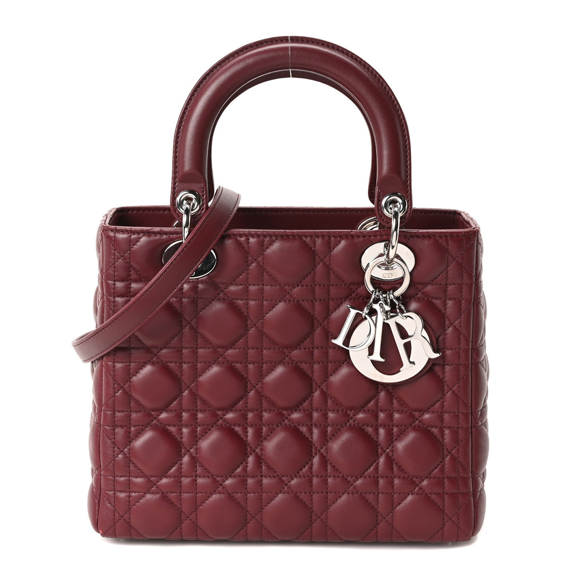 Lambskin Cannage Medium Lady Dior Burgundy