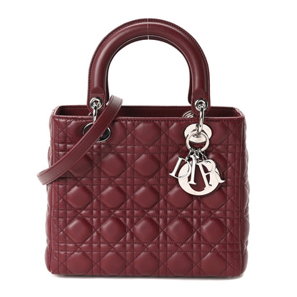 Christian Dior Lambskin Cannage Medium Lady Dior Burgundy 1 of 10