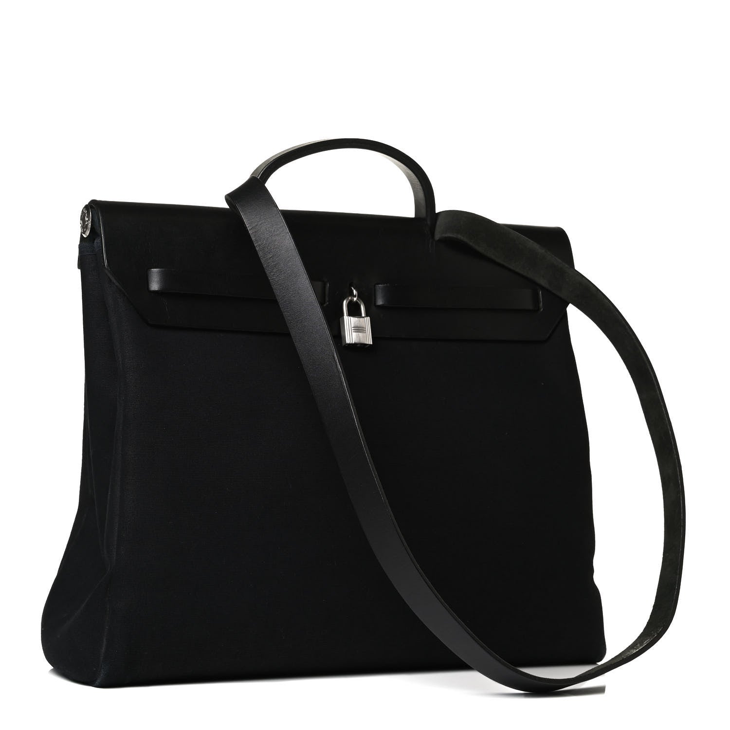 Hermes Toile Vache Calfskin Herbag 30 PM Black 2 of 15