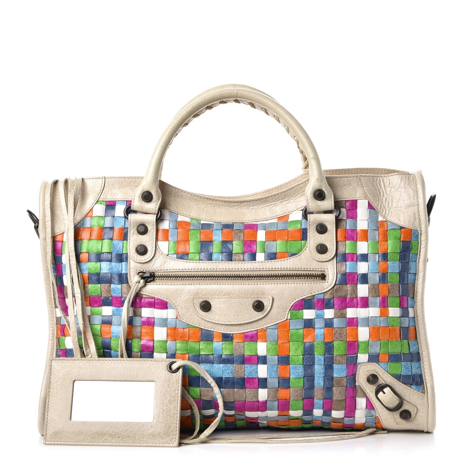 Balenciaga Agneau Lattice Woven Classic Hardware City Praline 1 of 18