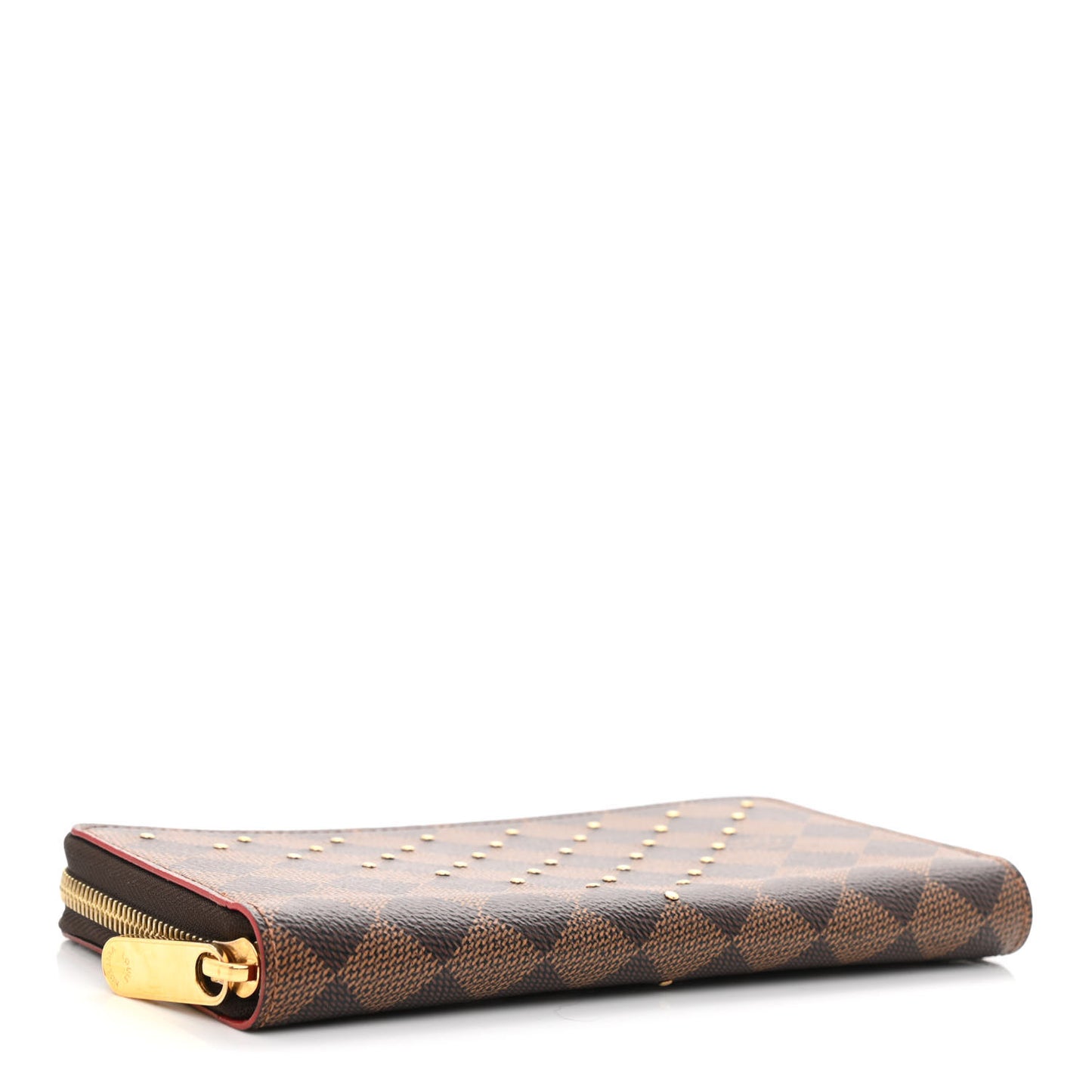 Damier Ebene Studded Zippy Wallet Cherry