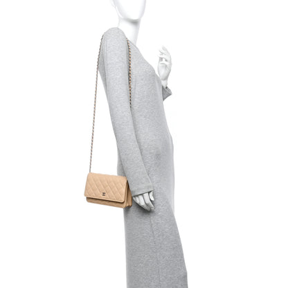 Chanel Caviar Quilted Wallet on Chain WOC Beige 2 of 12