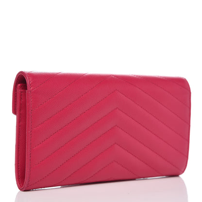 Saint Laurent Grain De Poudre Matelasse Chevron Monogram Wallet Bubblegum 3 of 7
