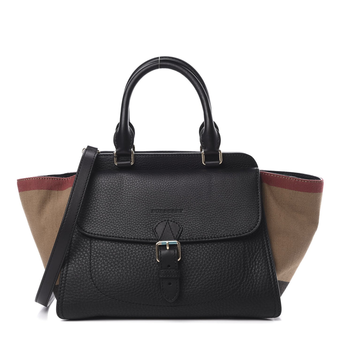 Canvas Mega Check Grained Calfskin Medium Harcourt Satchel Black