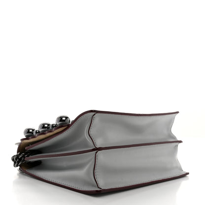 Fendi Vitello Liberty Scalloped Studded Small Kan I Shoulder Bag Grigio Perla 4 of 11