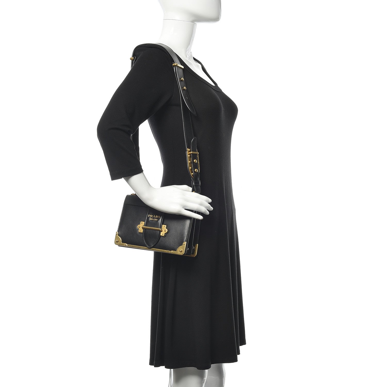 Prada City Calf Saffiano Cahier Bag Black 2 of 9