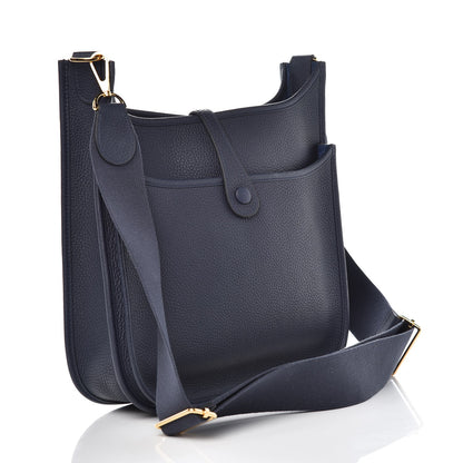 Hermes Taurillon Clemence Evelyne III PM Bleu Nuit 3 of 8