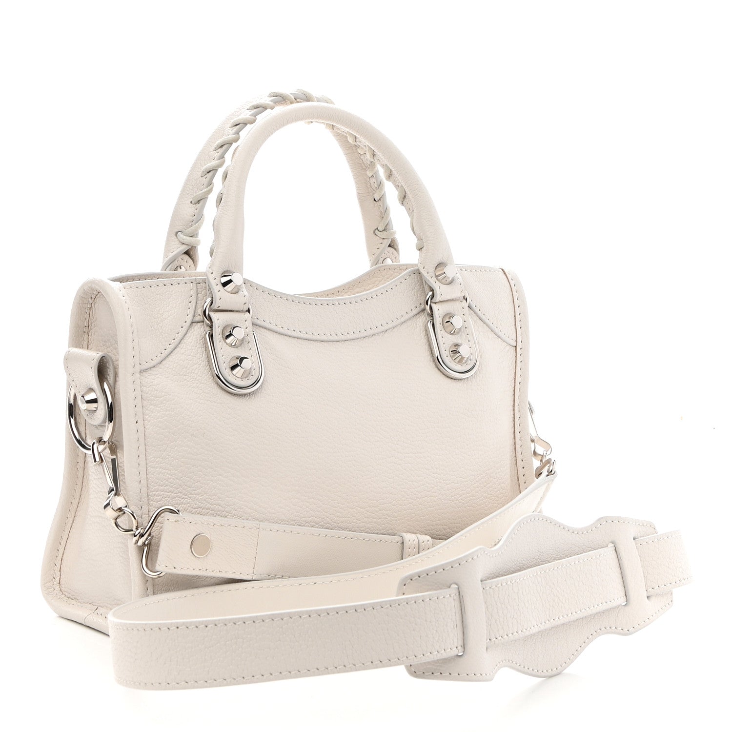 Balenciaga Shiny Goatskin Silver Metallic Edge Hardware Mini City Blanc Neige 3 of 9