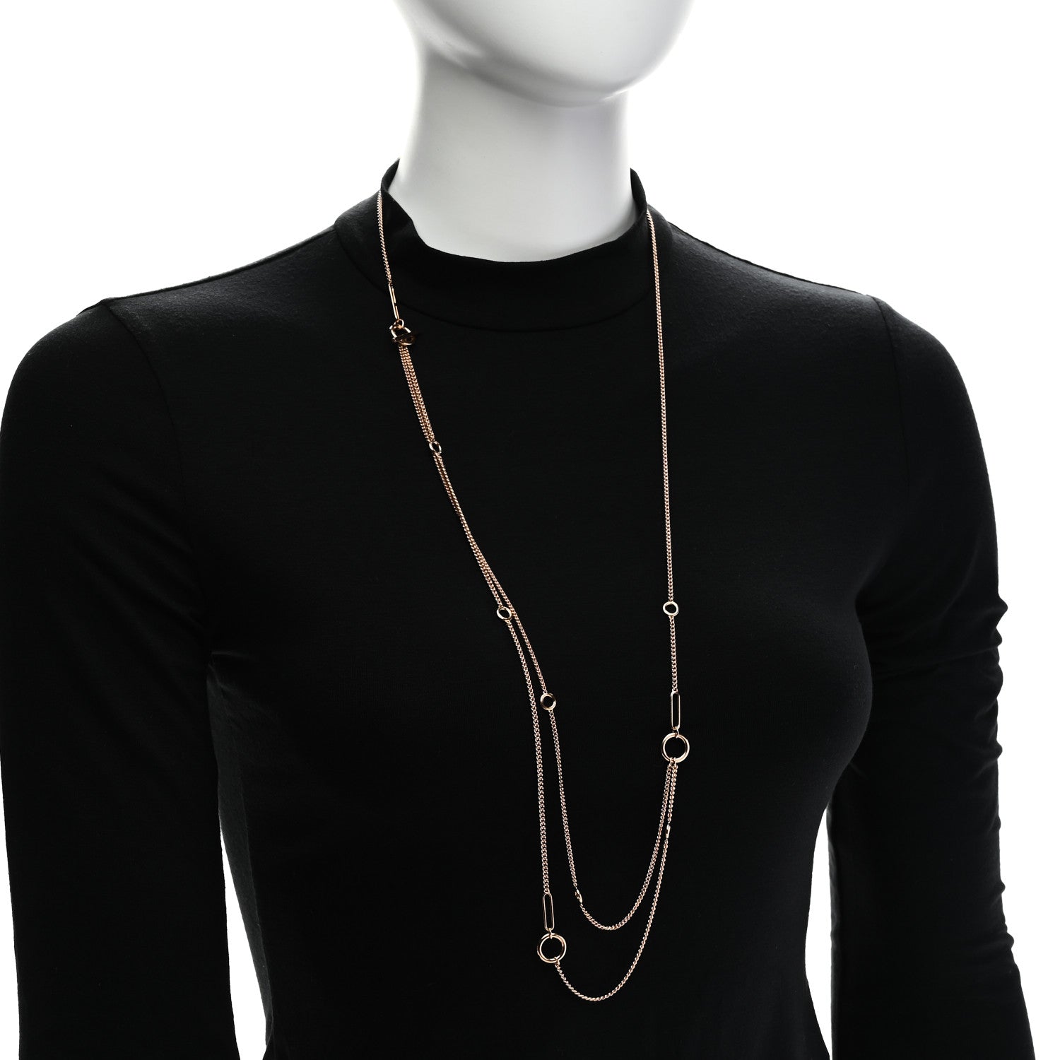 Hermes 18K Rose Gold Echappee Extra Long Necklace 2 of 6