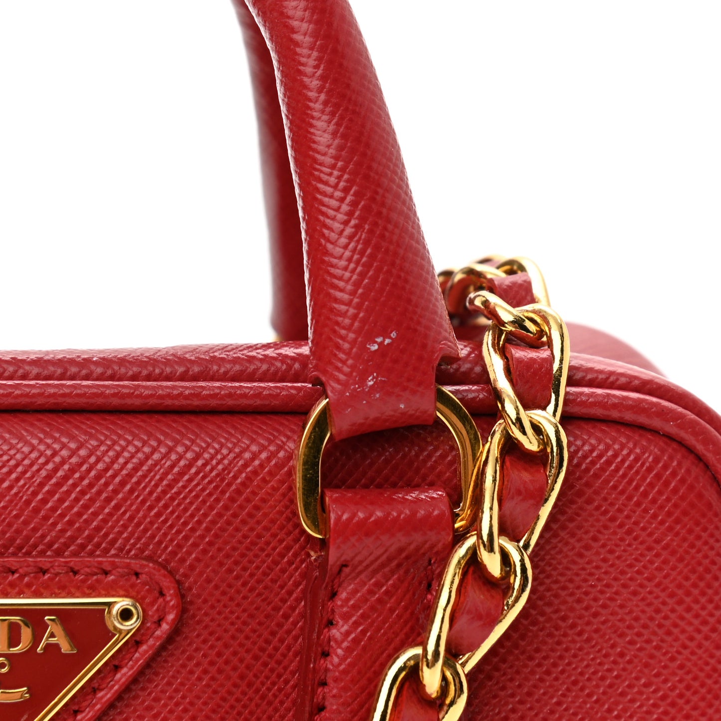 Saffiano Lux Mini Top Handle Crossbody Bag Fuoco