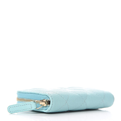 Chanel Caviar Quilted Zip Coin Purse Light Blue 7 of 16