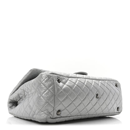 Chanel Metallic Calfskin Quilted XXL Travel Flap Bag Silver 4 of 10