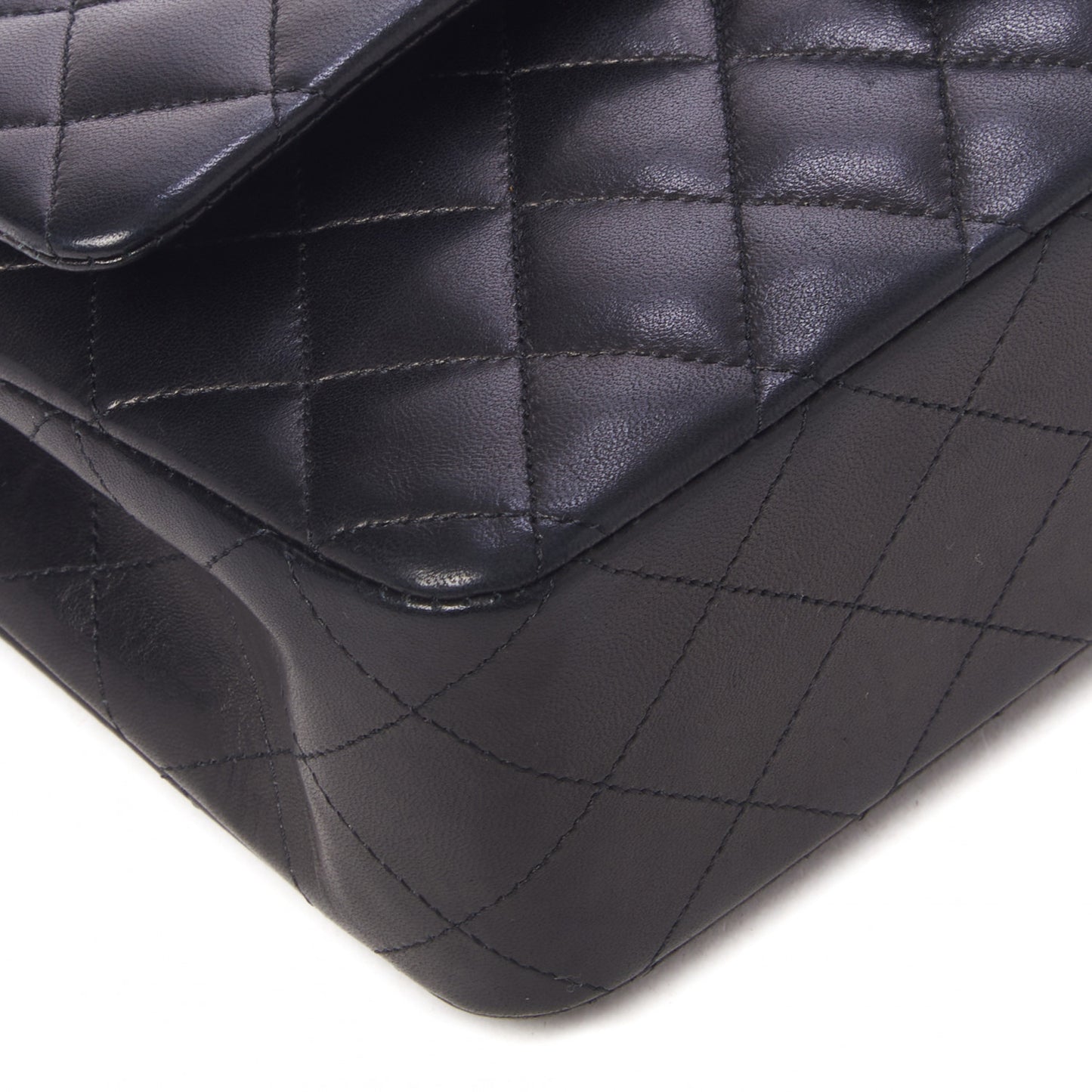 Lambskin Quilted Medium Double Flap Black
