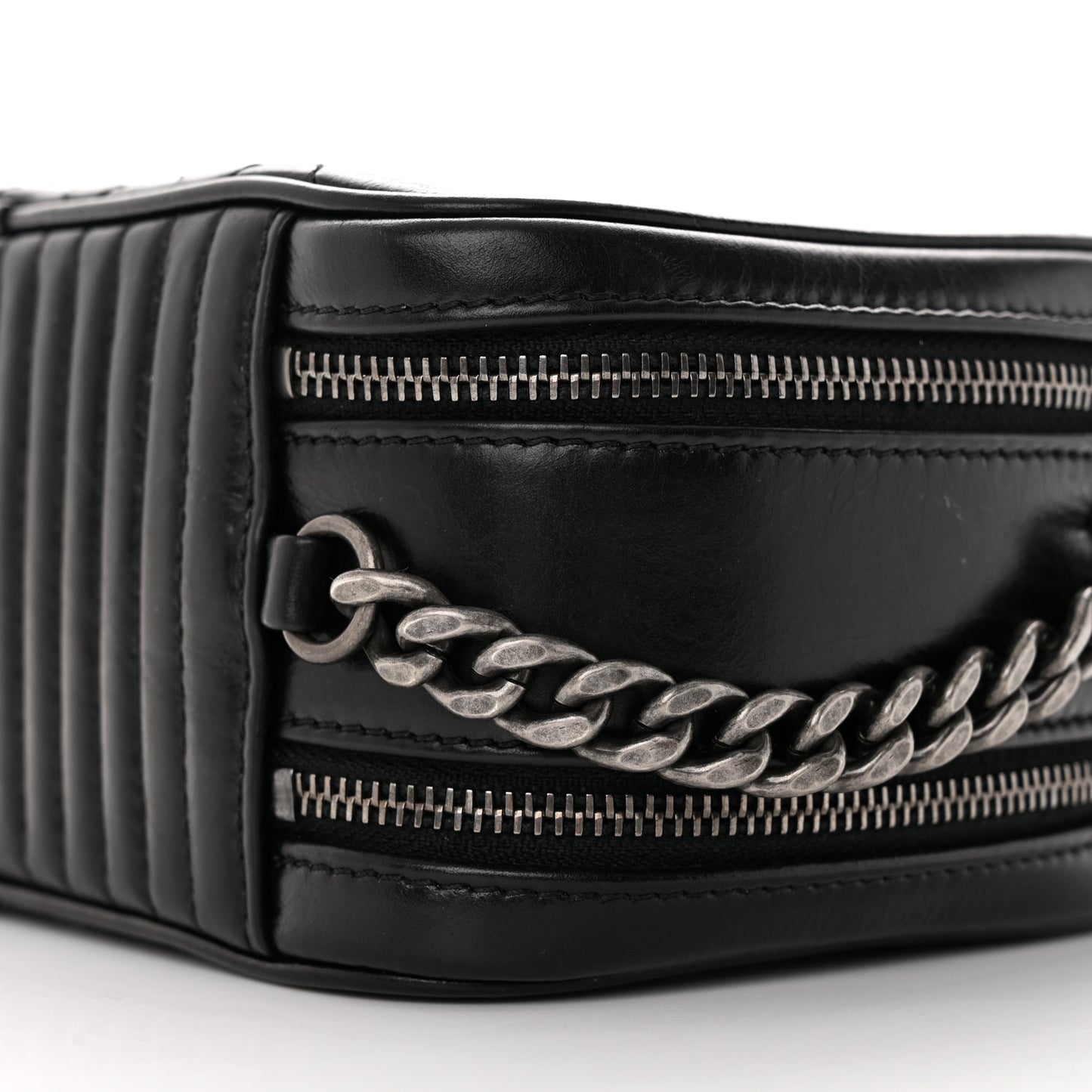 Glazed Calfskin Small Coco Boy Camera Case Black