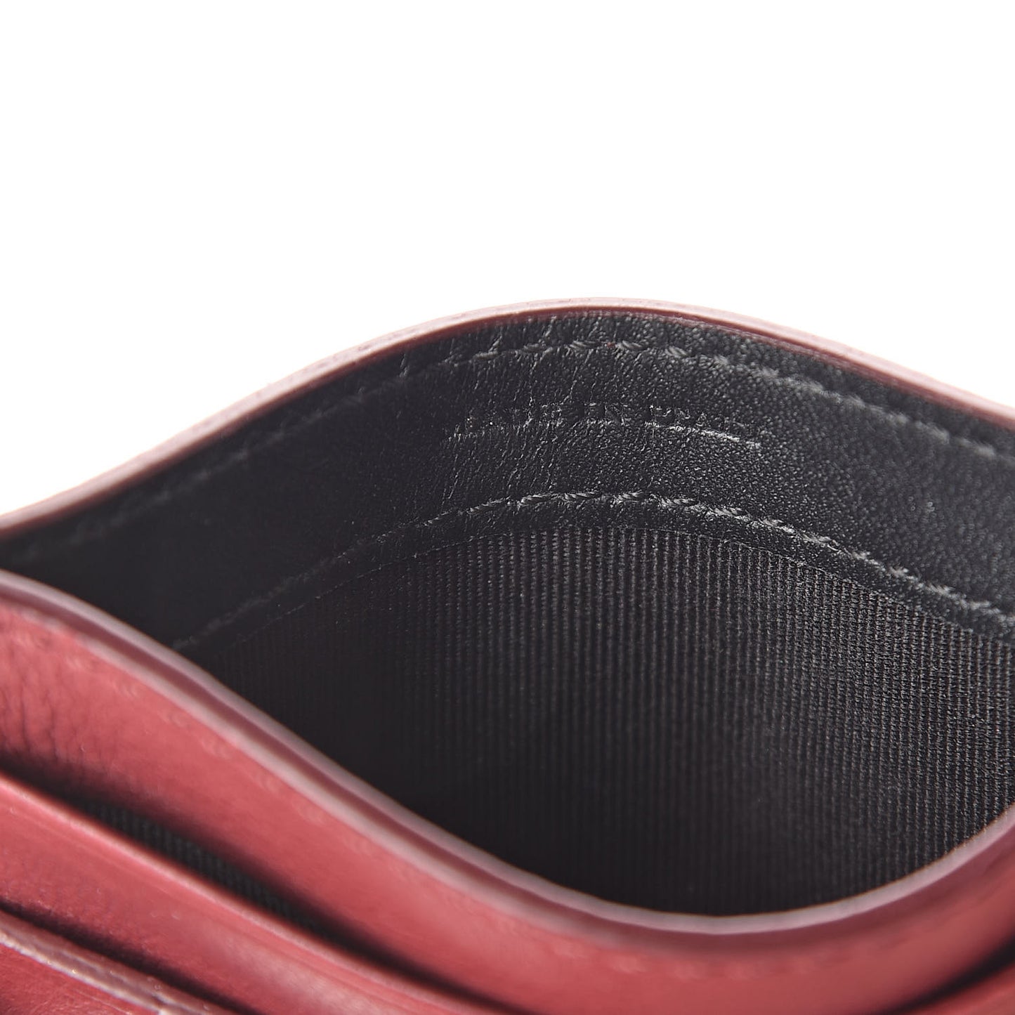 Grained Calfskin Crest Embossed Card Holder Red