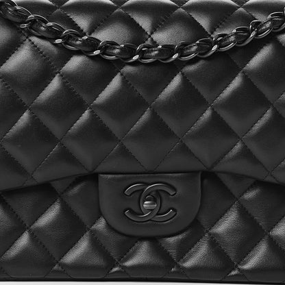 Chanel Lambskin Quilted Jumbo Double Flap So Black 26 of 26