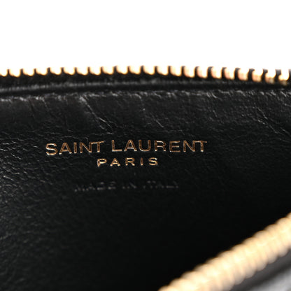 Saint Laurent Grain De Poudre Matelasse Chevron Monogram Fragments Zippered Card Case Black 6 of 8