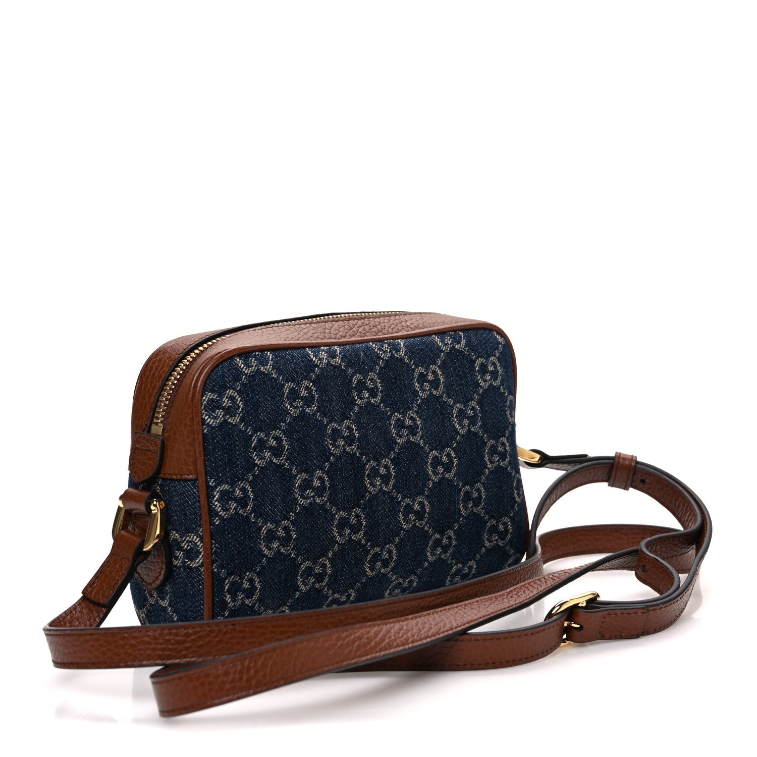 Gucci New Denim GG Monogram Dollar Calfskin Mini Ophidia Shoulder Bag Blue Tea Cuir Epilog 3 of 10
