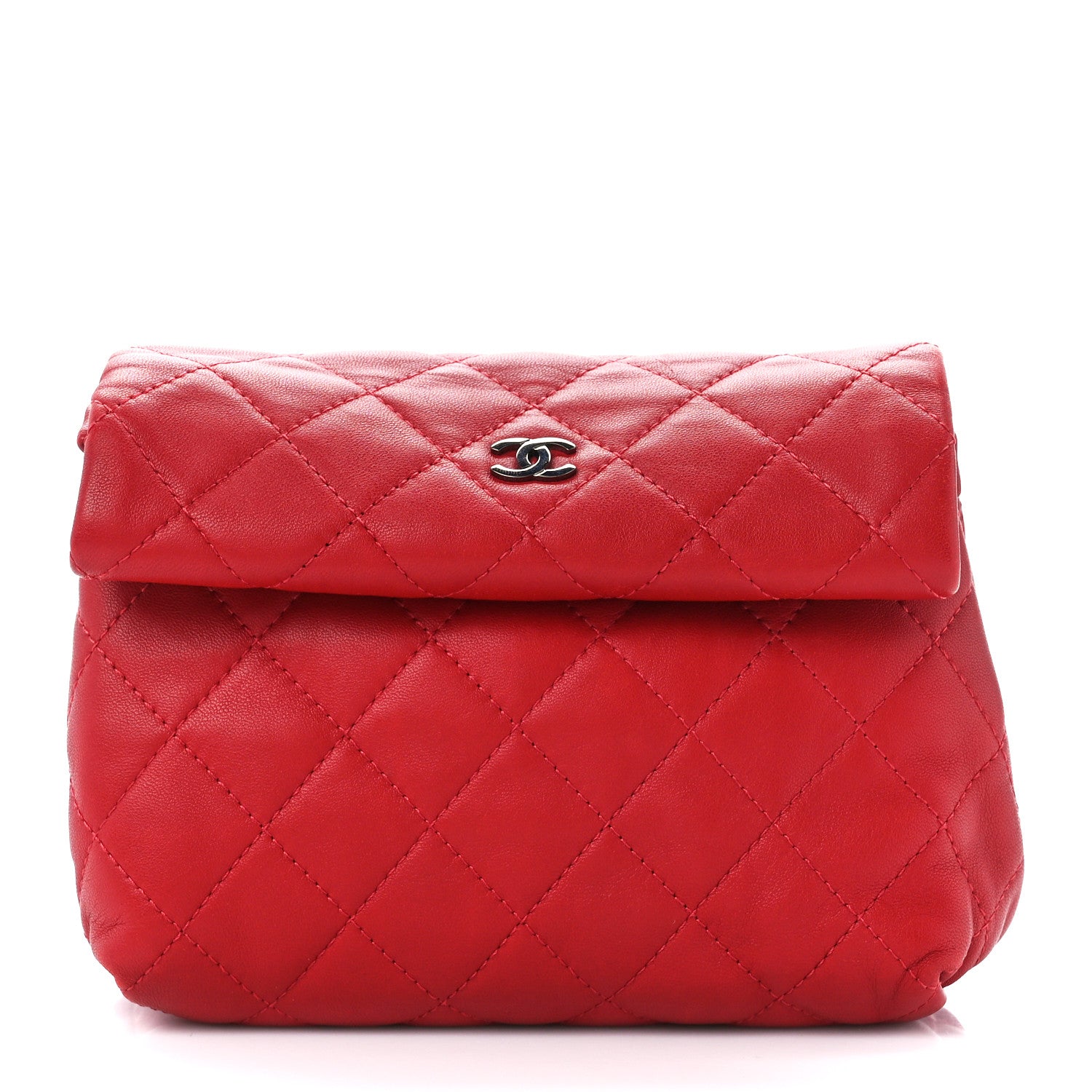Chanel Lambskin Quilted Mini Roll Clutch Red 1 of 10