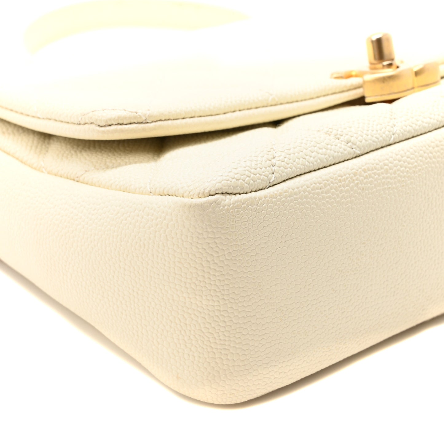 Shiny Caviar Quilted Small Chain Melody Flap White