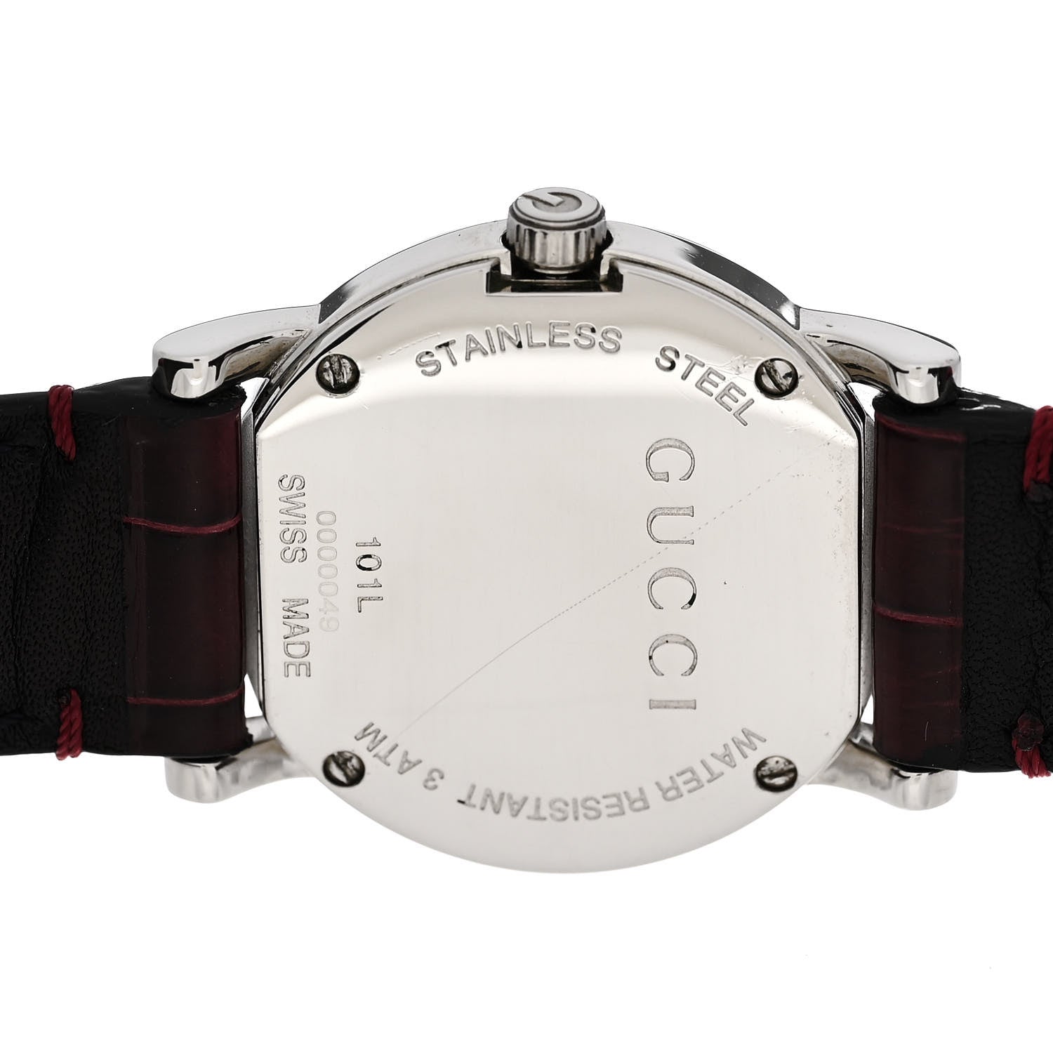 Gucci Stainless Steel Alligator 27mm 101L Quartz Watch Burgundy 4 of 6