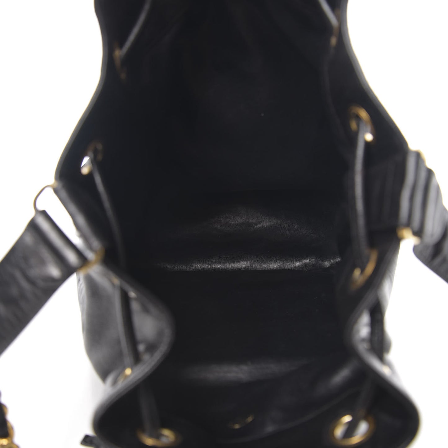 Lambskin CC Drawstring Shoulder Bag Black