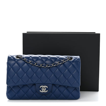 Chanel Lambskin Quilted Medium Double Flap Blue 35 of 37
